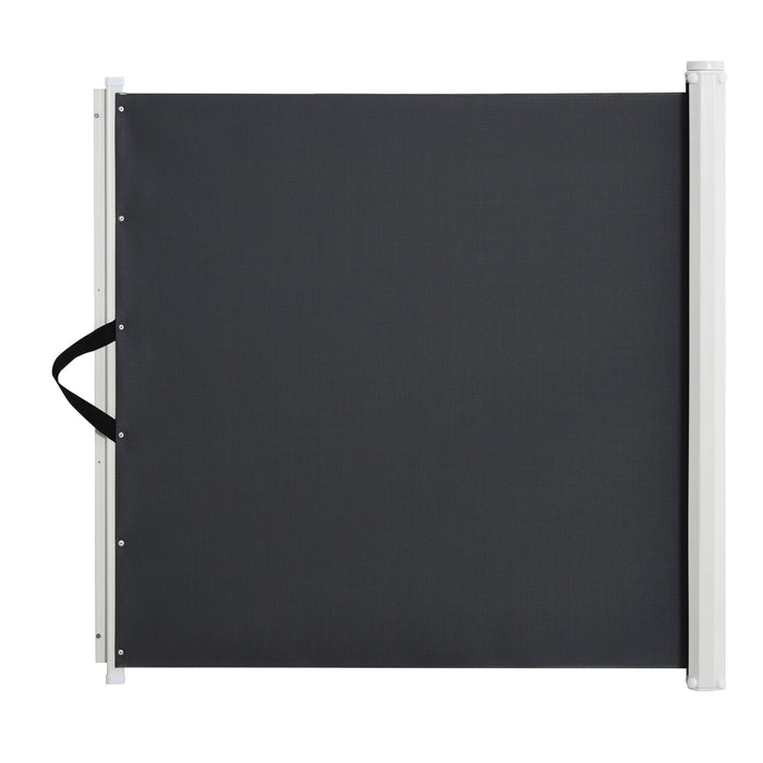 Safety Gate for Pets - Retractable, Folding Stair Barrier and Room Divider - Ideal for Dogs, 115cm Length x 82.5cm Height, Grey