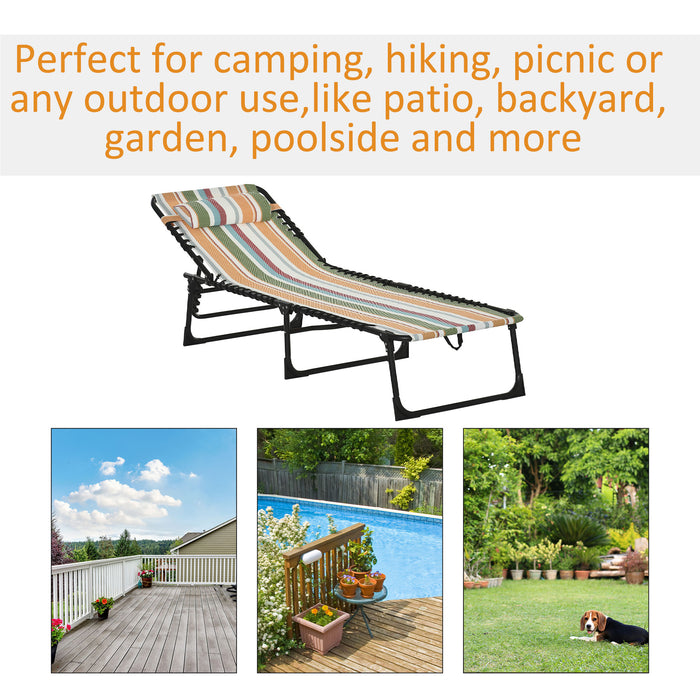 Beach Chaise Folding Sun Lounger - 4-Position Adjustable Garden Recliner Chair - Ideal for Camping, Hiking & Outdoor Relaxation