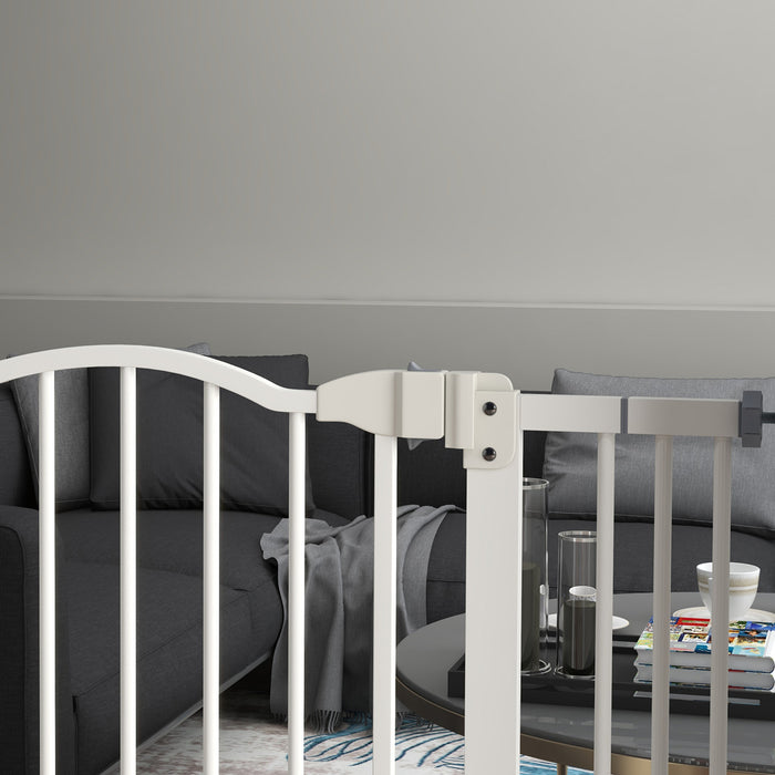 Adjustable Metal Pet Gate 74-80cm - Safety Barrier with Auto-Close Feature, White - Ideal for Dogs & Indoor Use