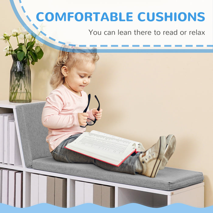 Cushioned Reading Nook Bookcase - Multipurpose Storage Shelf with Cozy Seat - Ideal for Study or Living Room Organization