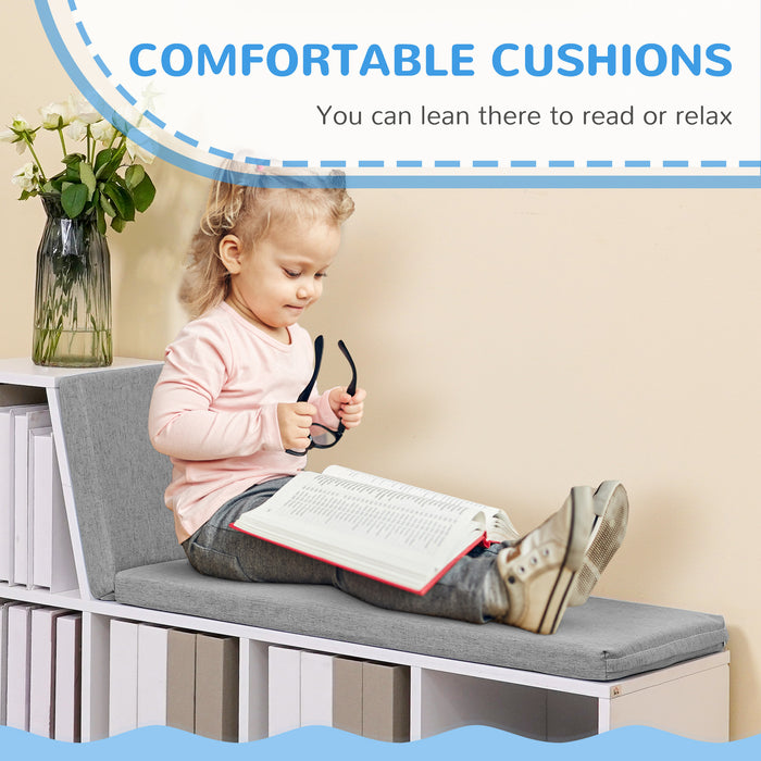 Cushioned Reading Nook Bookcase - Multipurpose Storage Shelf with Cozy Seat - Ideal for Study or Living Room Organization
