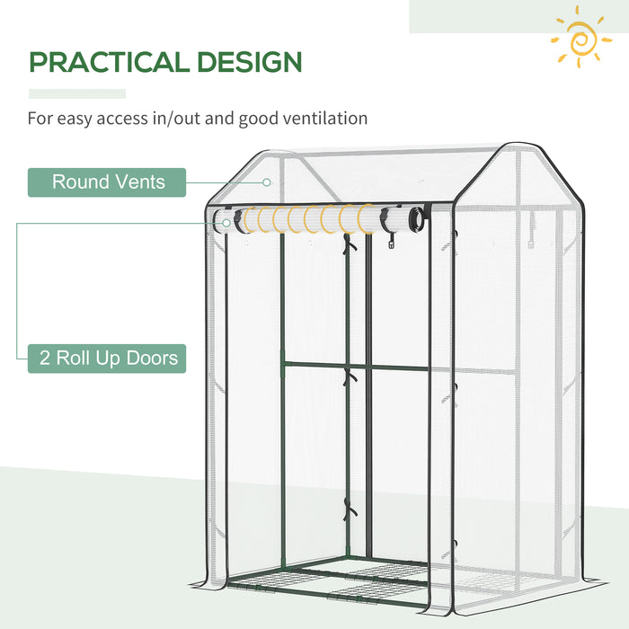 Portable Mini Greenhouse with Shelves - Outdoor Garden Grow House with Roll-Up Door and Vents, 100x80x150cm - Ideal for Plant Protection and Optimized Growth
