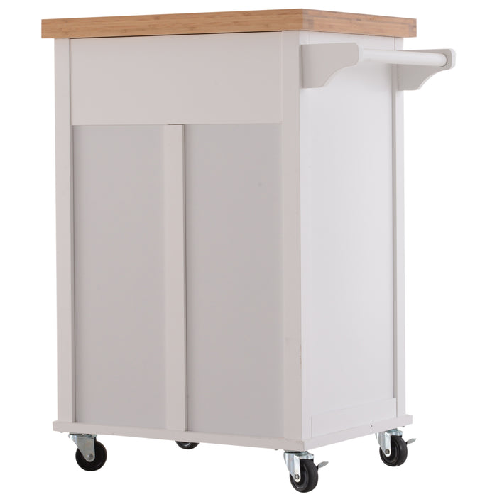 Wooden Kitchen Cart with Storage - Trolley Cabinet, Drawer, Cupboard, Towel Rail | Ideal for Organizing Kitchen Essentials & Saving Space
