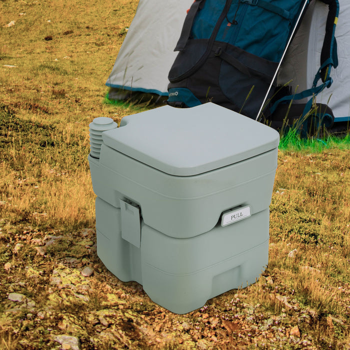 Compact Outdoor Camping Toilet with Carry Handle - Portable Grey Travel Commode for Convenience On-The-Go - Ideal for Campers, Road Trips, and Emergencies