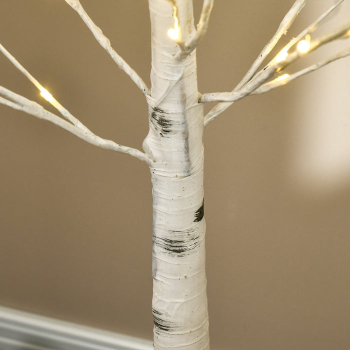 Elegant 6ft Pre-Lit Artificial White Birch Tree - 96 Warm LED Lights for Home Ambiance - Ideal for Indoor & Sheltered Outdoor Decor