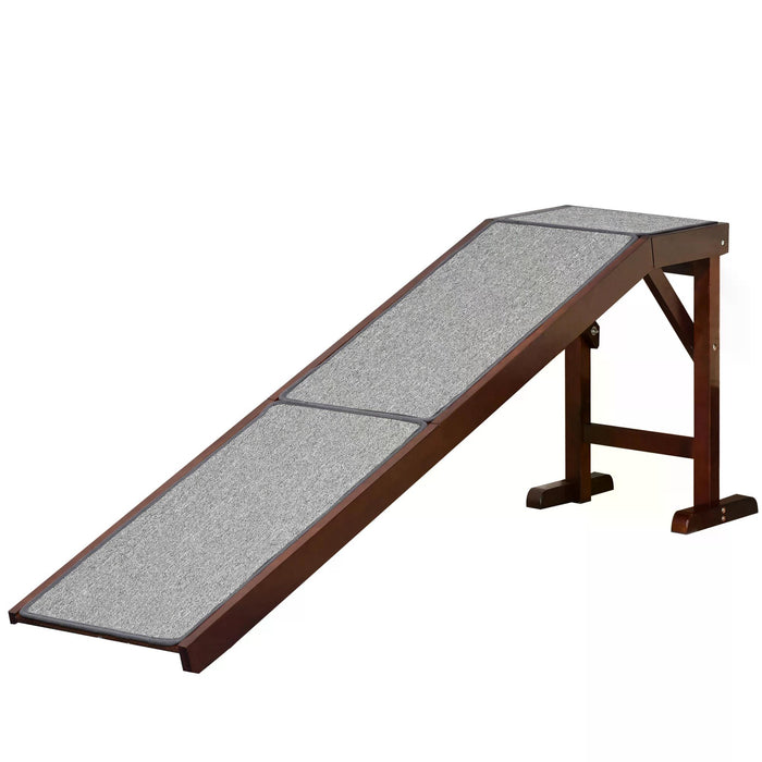 PetSafe Gentle Rise Dog Ramp - Non-Slip Carpeted Incline with Durable Pine Frame, 188 x 40.5 x 63.5 cm, in Brown and Grey - Ideal for Older or Mobility-Impaired Pets