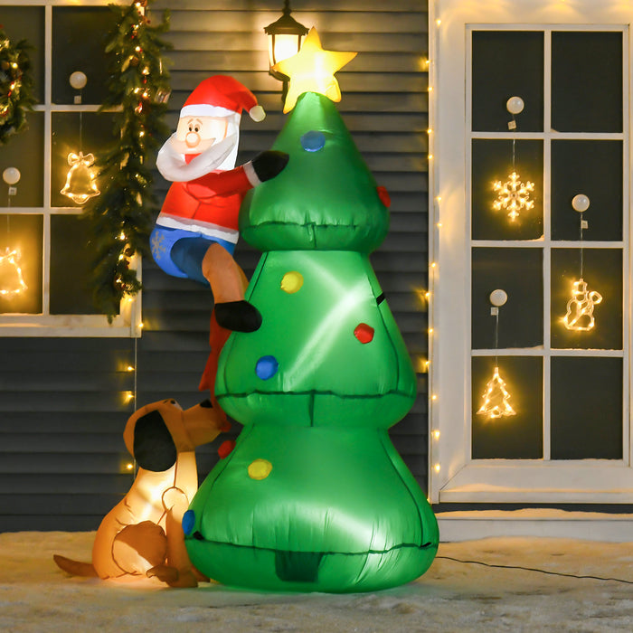 Inflatable 1.8m Christmas Tree with LED and Santa Dog - Holiday Decor for Indoor/Outdoor, Garden, Lawn - Perfect for Festive Party Display