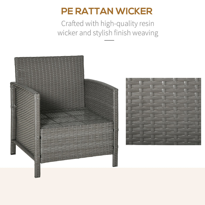 Rattan Bistro Patio Set - 3-Piece Wicker Weave Garden Furniture with Cushioned Sofa Chairs & Matching Table - Ideal for Conservatory & Outdoor Lounging