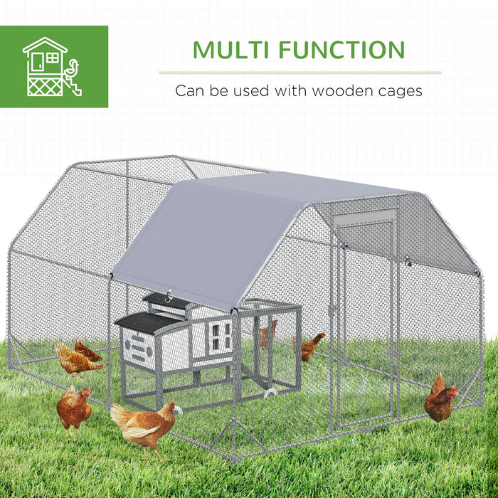Walk-In Chicken Coop Run Cage with Roof - Spacious 380x280x195 cm Hen House for 10-12 Chickens - Ideal Duck Pen for Outdoor Use