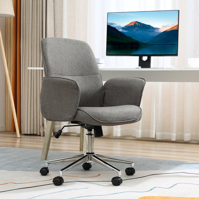 Mid-Back Executive Rocking Office Chair with Adjustable Settings - Swivel, Wheeled, and Comfort-Centric Design in Light Grey - Ideal for Home or Corporate Offices