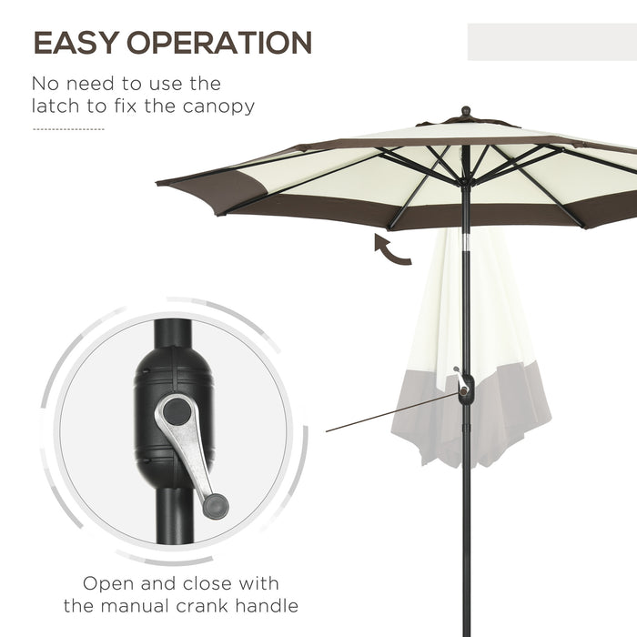 2.7m Garden Parasol Umbrella with Tilt and Crank - 8 Metal Ribs, UV Protection Sunshade for Outdoor Use - Ideal for Garden, Patio, Beach, and Yard Relaxation