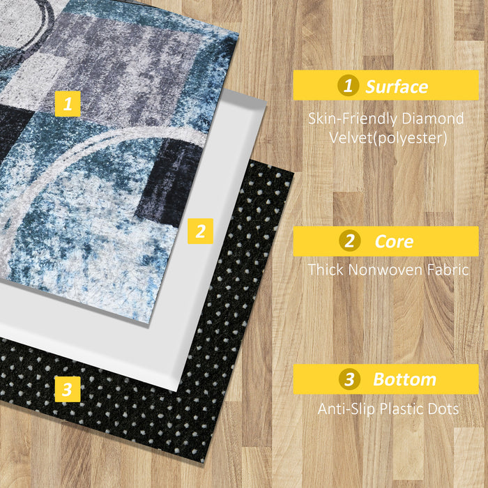 Blue Geometric Rug - Modern Area Rug for Living Room, Bedroom, Dining - Large 160x230 cm Carpet for Stylish Home Decor