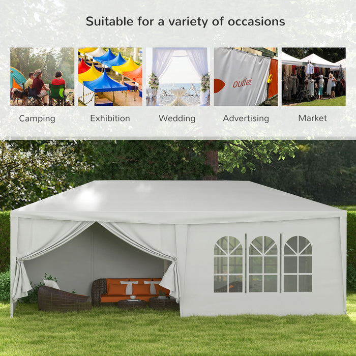 6x3m Wedding Party Tent - Outdoor Waterproof PE Canopy Gazebo with Removable Side Walls - Ideal Shelter for Events and Gatherings