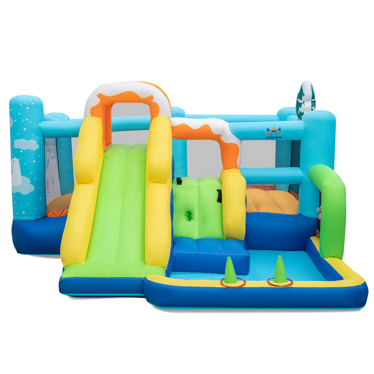 Jumbo Inflatable Brand - Bounce Castle with Long Slide and Large Ball Pit, Blower NOT Included - Perfect for Entertaining Kids at Parties Or Solving Space Problem for Fun Activities