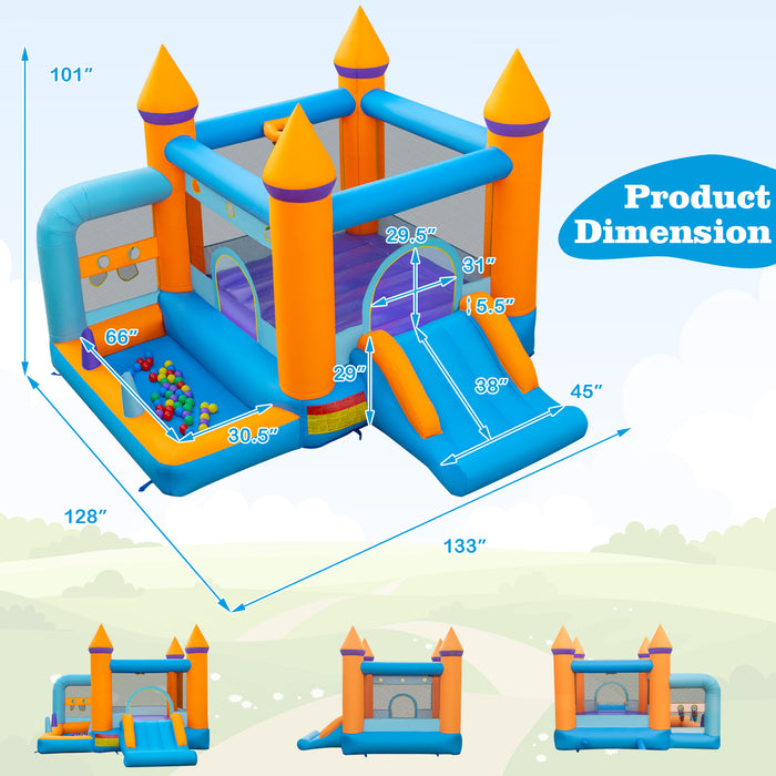 Air Bounce - Jumping Castle with Ocean Ball Pool and 735W Blower for Children - Fun and Entertainment Playground Equipment for Kids