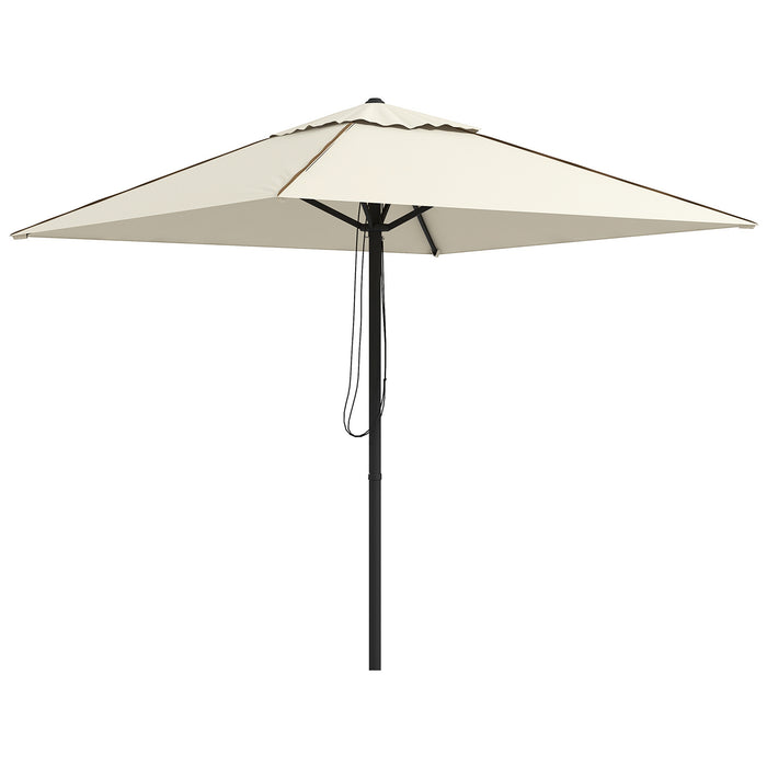 Patio Parasol Sun Shade Umbrella with Air Vent - Beige Market Umbrella with Piping Edge for Outdoor Table - UV Protection and Wind-Resistant Canopy for Garden and Backyard