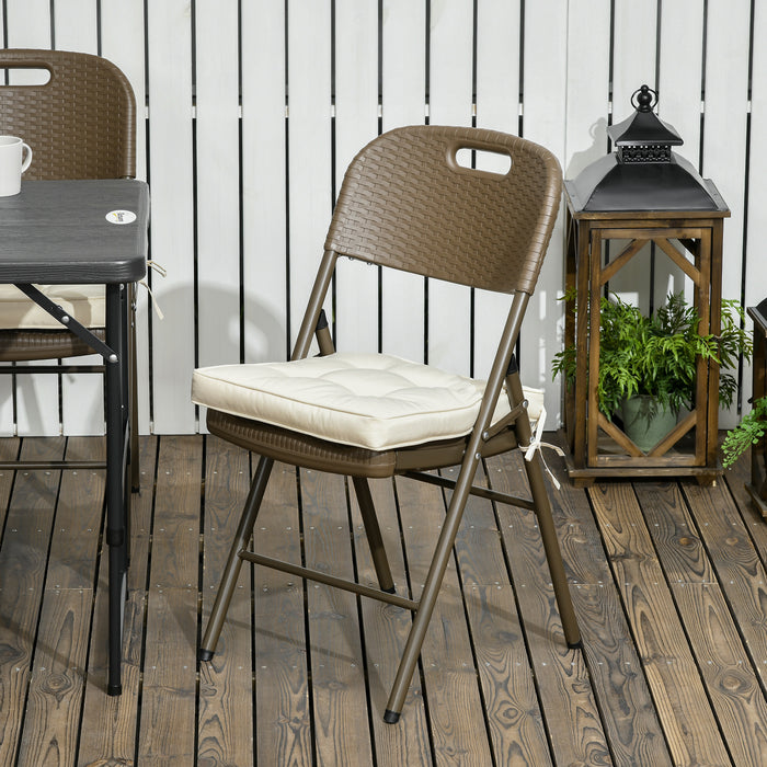 Outdoor Chair Comfort Pad - 40x40cm Garden Seat Cushion with Secure Ties, Cream White - Ideal for Patio Furniture & Dining Chairs