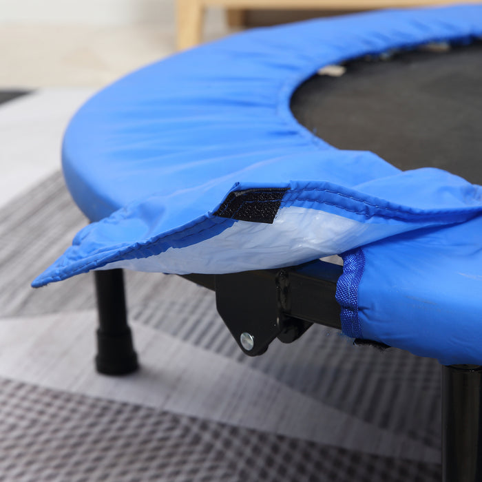 Foldable Mini Trampoline Φ96cm - Home Gym Rebounding Fitness Equipment with Safety Pad - Ideal for Yoga, Exercise, Indoor & Outdoor Jump Workouts, Blue/Black
