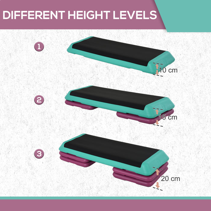 3-Level Adjustable Aerobic Stepper - 10/15/20cm Exercise Platform with Non-Slip Surface - Home and Office Fitness, Indoor/Outdoor Workout Equipment