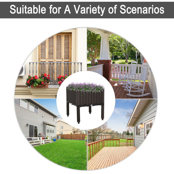 Elevated Garden Planter Box - Durable PP Patio Raised Bed for Flowers and Vegetables - Ideal for Outdoor Container Gardening
