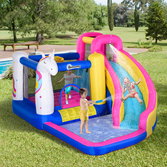 5 in 1 Bouncy Castle with Blower - Inflatable Playhouse for Kids, Jumping & Slide Fun - Ideal Outdoor Entertainment for Ages 3-8