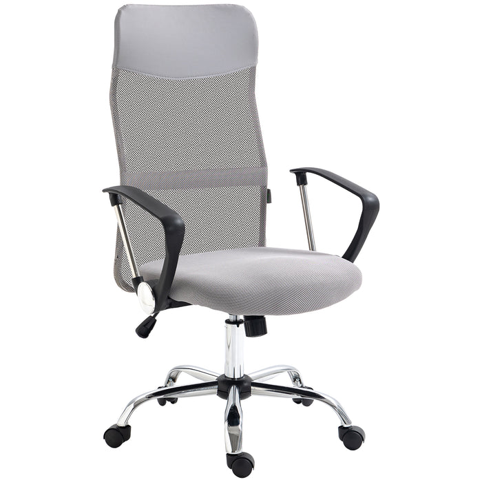 Ergonomic Mesh Office Chair with Adjustable Height and Tilt - Light Grey Comfort Seating Solution - Ideal for Home and Office Use