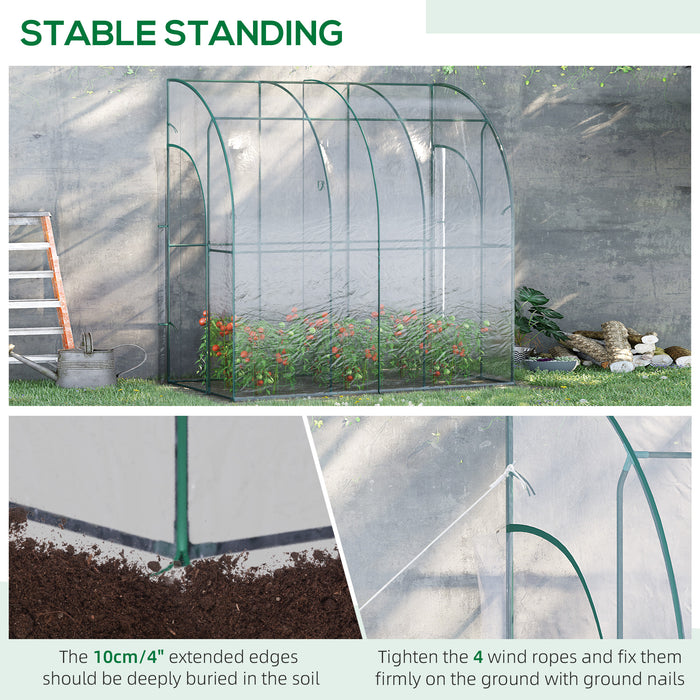 Outdoor Walk-In Tunnel Greenhouse with Sloping PVC Cover - Zippered Roll-Up Door and Clear Design for Gardening - Ideal for Plant Protection and Growth, 214 x 118 x 212 cm