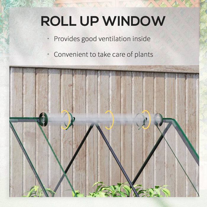 Steel Raised Garden Bed with Greenhouse - Durable Planter Box with Protective Plastic Cover and Ventilated Roll Up Window - Ideal for Cultivating Flowers and Vegetables, Size 127 x 95 x 92cm
