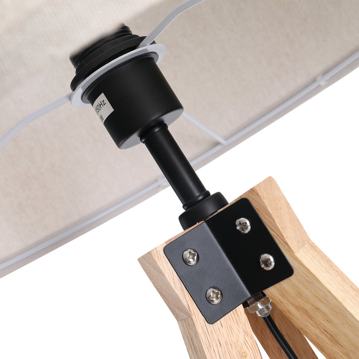Elegant 5ft Wooden Tripod Floor Lamp - E27 Bulb Compatible with Versatile Home and Office Use - Free Standing Design in Beige