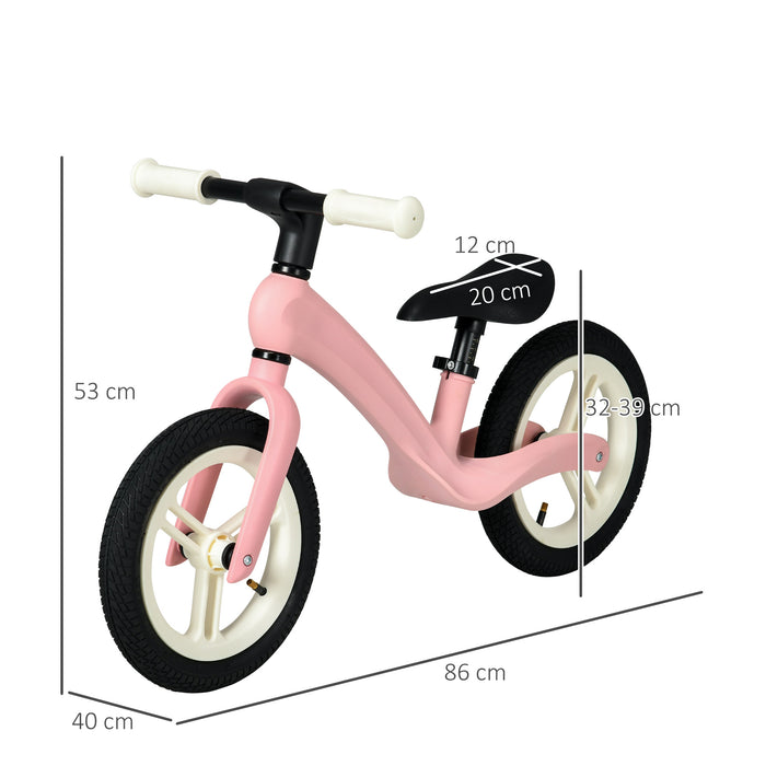 Kids Balance Bike with 12-Inch Rubber Wheels - Lightweight, No-Pedal Training Bicycle with Adjustable Seat - Ideal for Teaching Children Balance and Coordination