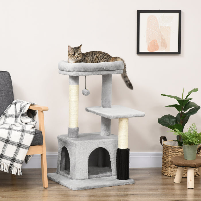 Kitten Furniture Climbing Tree Tower - Sisal Post Scratching & Massage Activity Center, 48x48x80cm in Light Grey - Perfect for Playful Cats and Kittens
