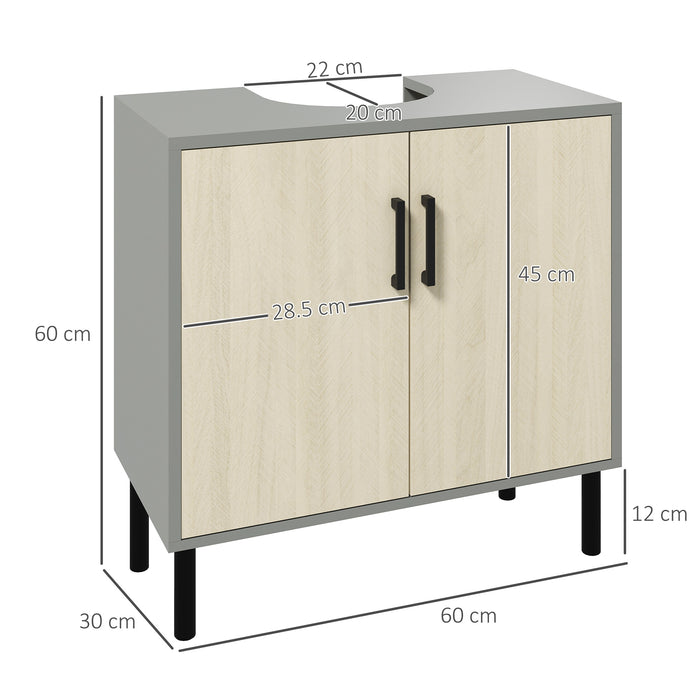 Under Sink Storage Cabinet - Bathroom Vanity Unit with Double Doors & Shelves, 60x30x61cm - Space-Saving Organizer for Bathroom Essentials