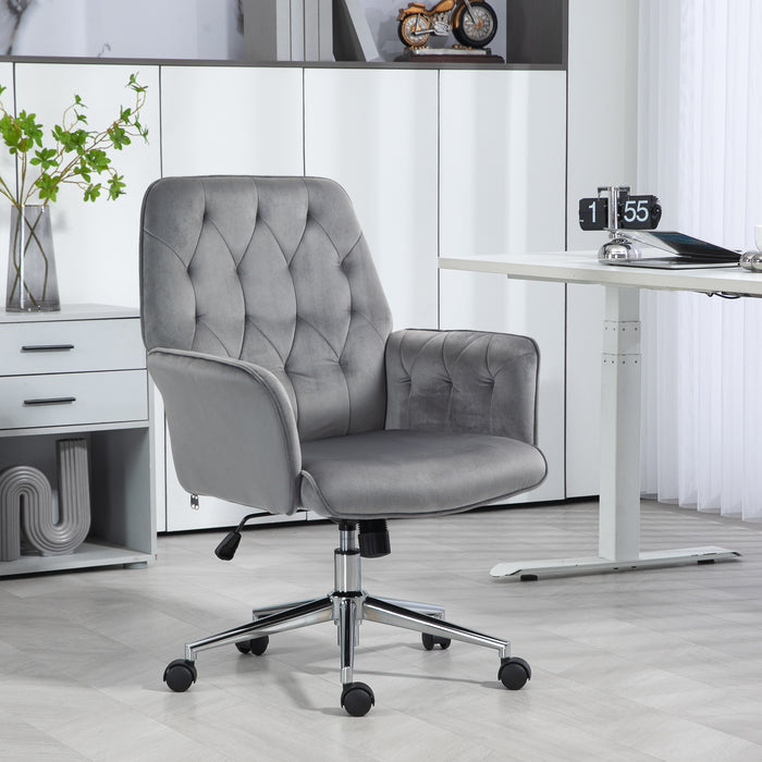 Modern Linen Swivel Computer Chair with Armrest - Adjustable Height, Sleek Dark Grey Design - Ideal for Home Office Comfort and Style