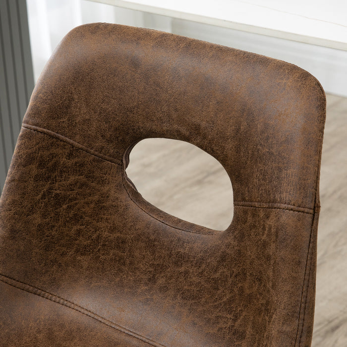 Retro-Style Adjustable Bar Stools Set of 2 - Faux Leather High Back Breakfast Chairs with Footrest, Brown - Ideal for Kitchen and Dining Area Comfort