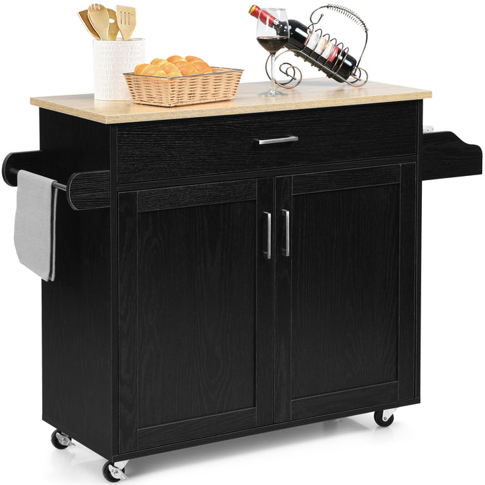 Kitchen Island on Wheels - Adjustable Shelf and Spacious Drawer for Additional Storage - Ideal for Expanding Kitchen Space and Organization