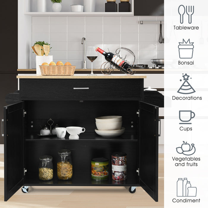 Kitchen Island on Wheels - Adjustable Shelf and Spacious Drawer for Additional Storage - Ideal for Expanding Kitchen Space and Organization