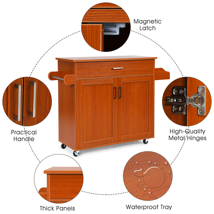 Kitchen Island on Wheels - Adjustable Shelf and Spacious Drawer for Additional Storage - Ideal for Expanding Kitchen Space and Organization