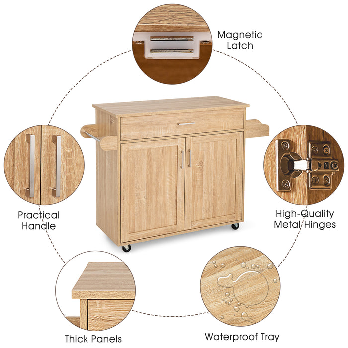 Kitchen Island on Wheels - Adjustable Shelf and Spacious Drawer for Additional Storage - Ideal for Expanding Kitchen Space and Organization