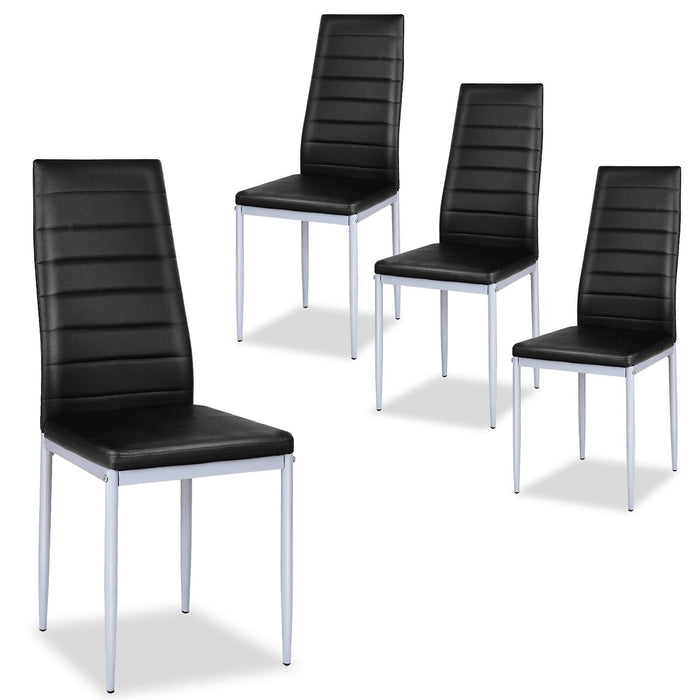 Set of 4 Armless Chairs - Upholstered Dining Furniture with High Back, Black - Ideal for Comfortable, Stylish Dining Experience