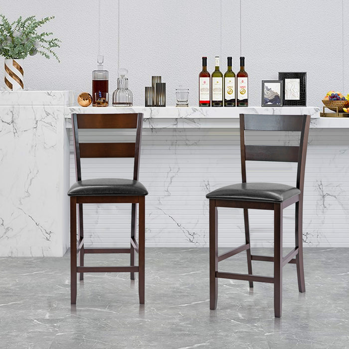 Bar Stools Set of 2 - 63.5 cm Counter Height Upholstered Bar Stools with Soft Padded Seat - Ideal for Kitchen, Pub, and Dining Areas
