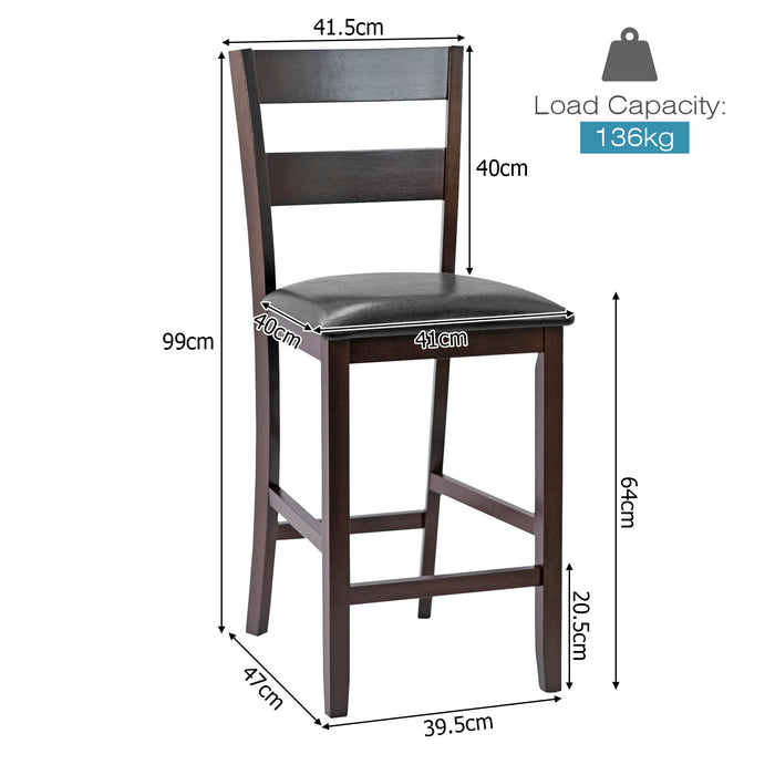 Bar Stools Set of 2 - 63.5 cm Counter Height Upholstered Bar Stools with Soft Padded Seat - Ideal for Kitchen, Pub, and Dining Areas