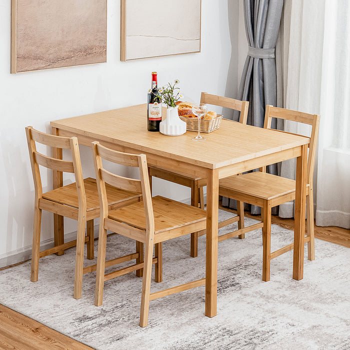 Non-Specifed Brand - Dining Room Set With Non-Slip Foot Pads in Natural Finish - Ideal for Elegant Home Dining Spaces