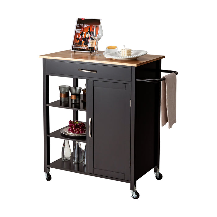 Kitchen Island Movable Model - 3-Tier Open Shelf in Brown - Ideal for Organising Kitchen Items and Saving Space