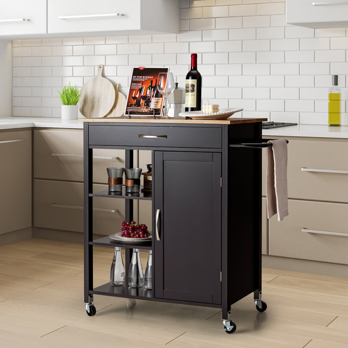 Kitchen Island Movable Model - 3-Tier Open Shelf in Brown - Ideal for Organising Kitchen Items and Saving Space
