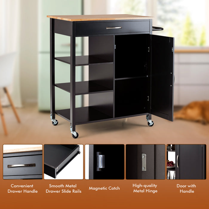 Kitchen Island Movable Model - 3-Tier Open Shelf in Brown - Ideal for Organising Kitchen Items and Saving Space