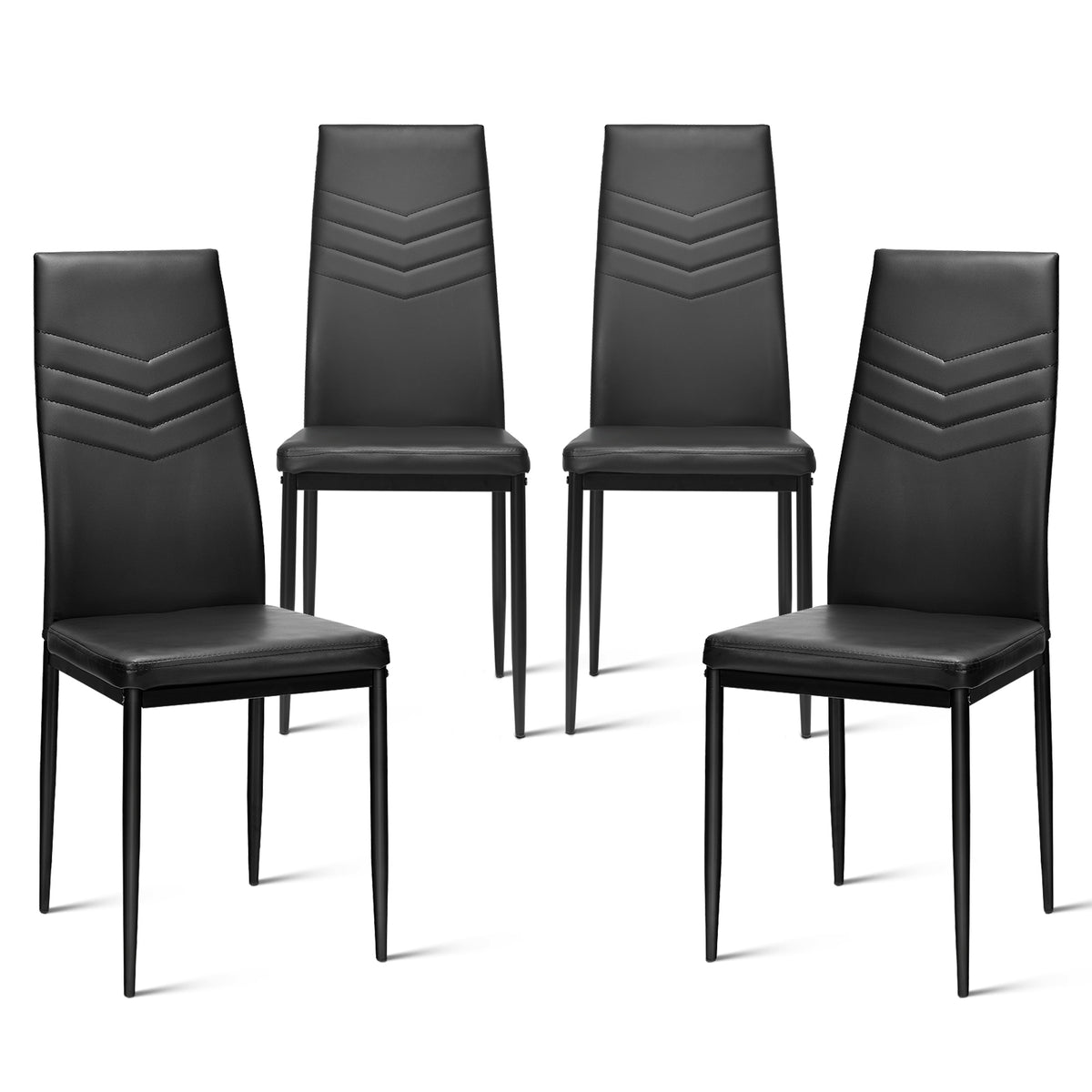 4 PCS Armless Side Chairs - Upholstered Cushion and Sturdy Metal Frame in Black - Ideal for Home and Office Use