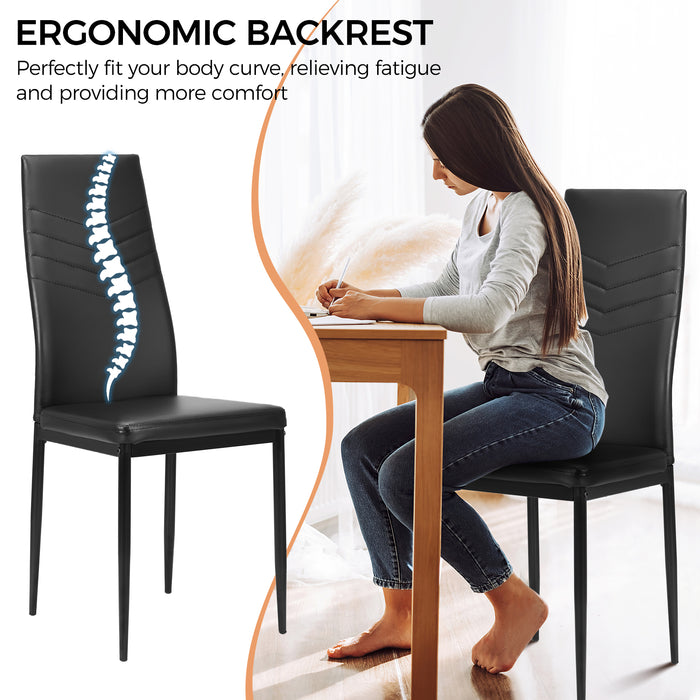 4 PCS Armless Side Chairs - Upholstered Cushion and Sturdy Metal Frame in Black - Ideal for Home and Office Use