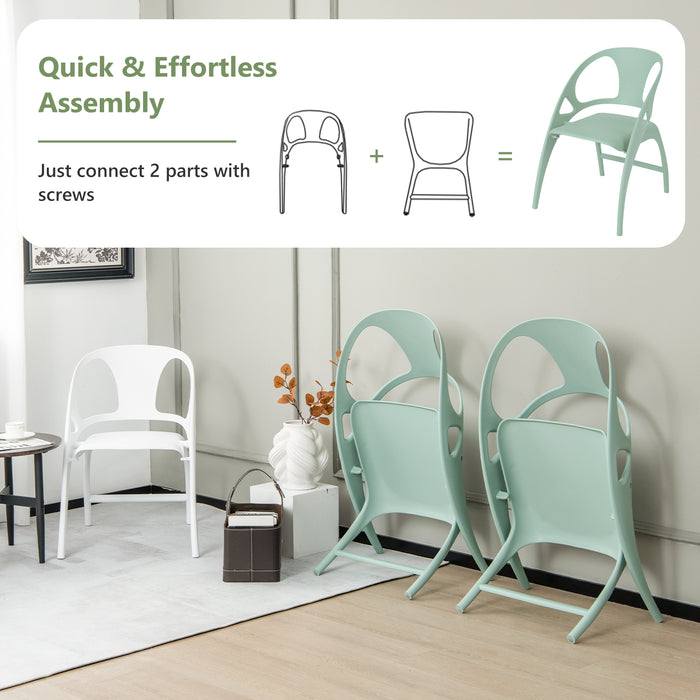 Set of 2 Folding Chair - Portable White Chair with Armrest and Backrest - Ideal for Outdoor Events, Office Use, and Compact Spaces