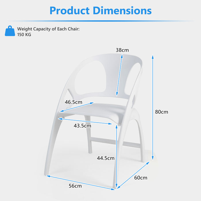 Set of 2 Folding Chair - Portable White Chair with Armrest and Backrest - Ideal for Outdoor Events, Office Use, and Compact Spaces