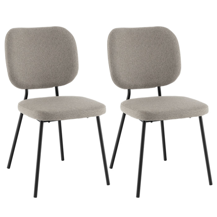 Fabric Furniture - Modern Dining Chair Set of 2 with Grey Linen Fabric - Perfect for Contemporary Home Dining Spaces